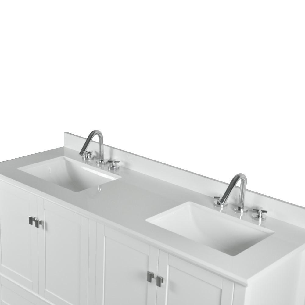 61 DOUBLE VANITY IN WHITE WITH QUARTZ TOP. Picture 8
