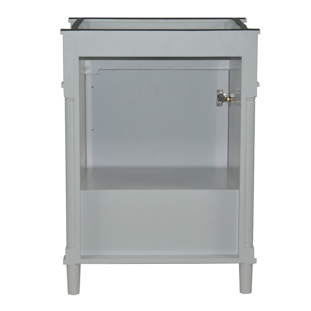 24 SINGLE VANITY IN L/GRAY WITH WHITE CARRRA MARBLE TOP. Picture 6