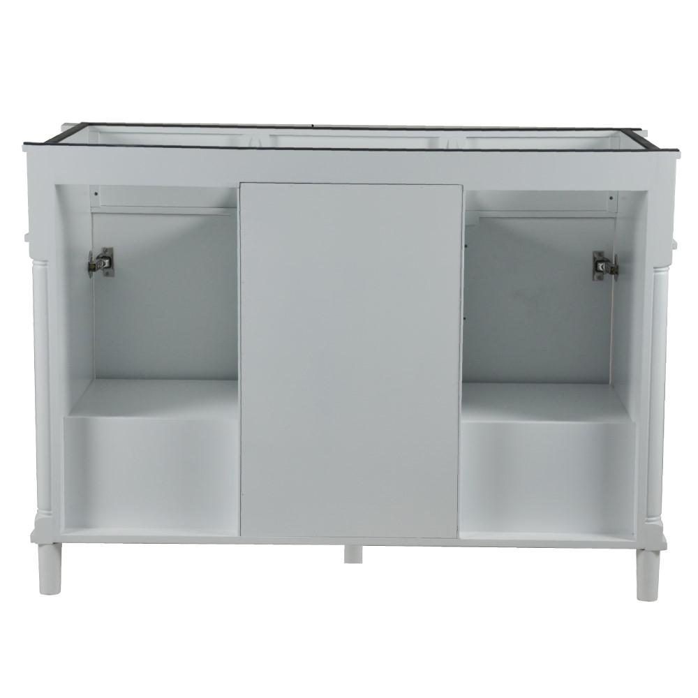 48 DOUBLE VANITY IN WHITE WITH WHITE CARRRA MARBLE TOP. Picture 6