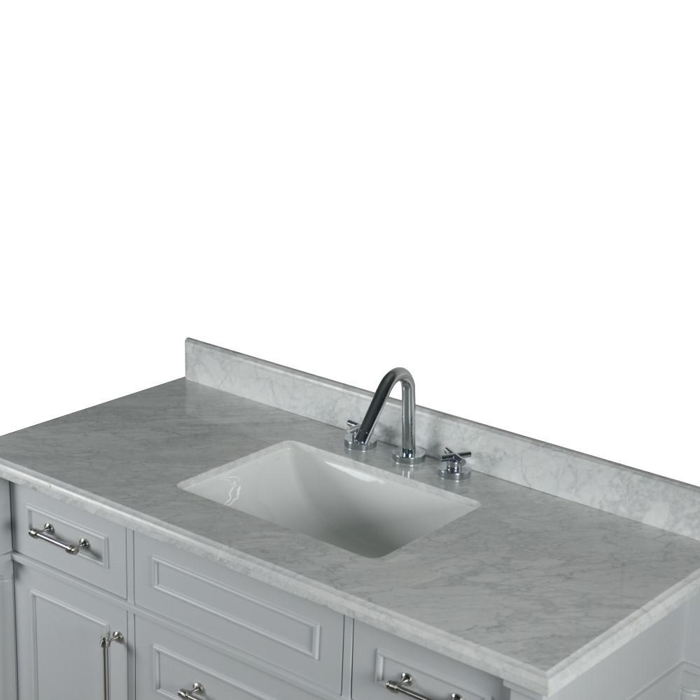 48 SINGLE VANITY IN L/GRAY WITH WHITE CARRRA MARBLE TOP. Picture 6