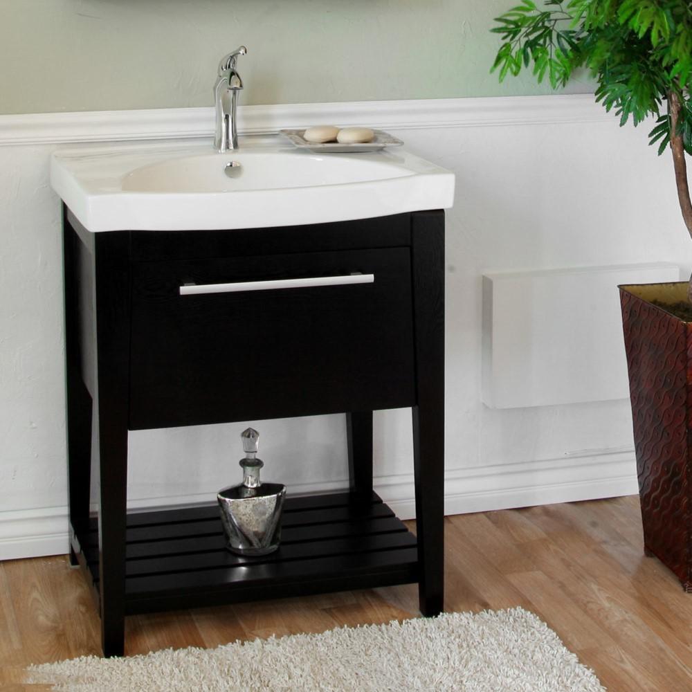 27.5 in Single sink vanity-Wood-black. Picture 1