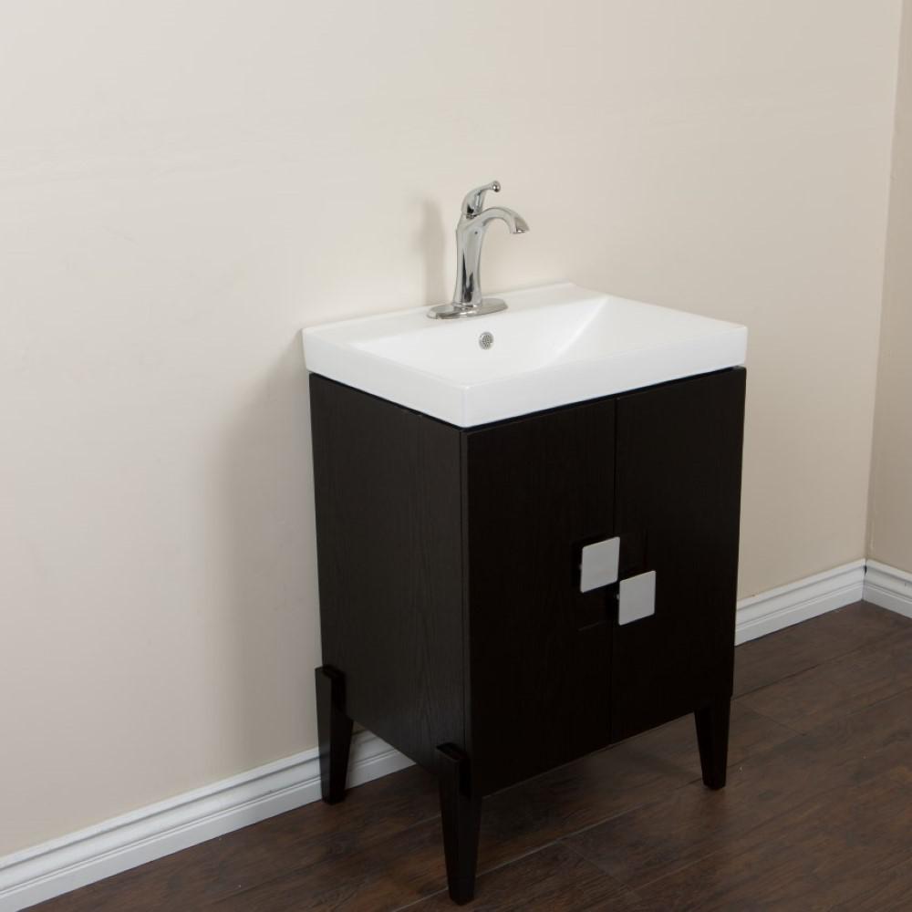 25 in Single sink vanity-Wood-Black. Picture 3
