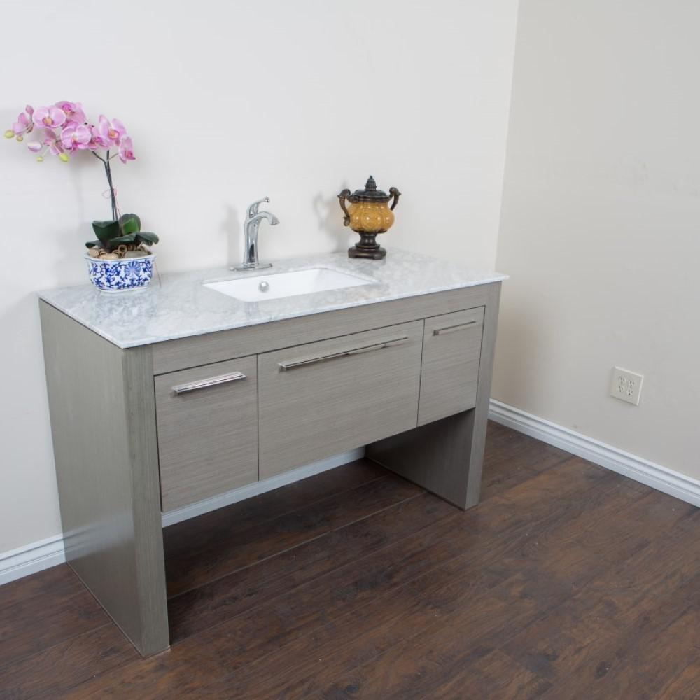 55.3 in Single sink vanity-Gray-White Marble. Picture 1
