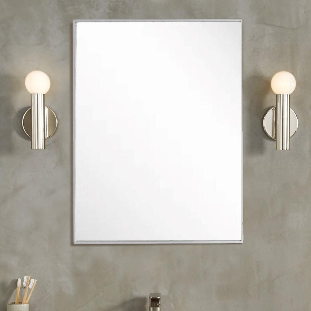 Rectangular Metal Frame Mirror in Brushed Silver. Picture 2