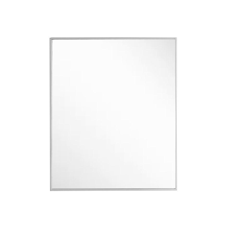 Rectangular Metal Frame Mirror in Brushed Silver. Picture 1