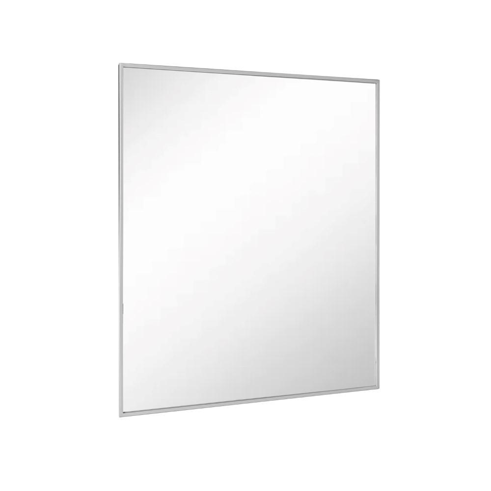Rectangular Metal Frame Mirror in Brushed Silver. Picture 3