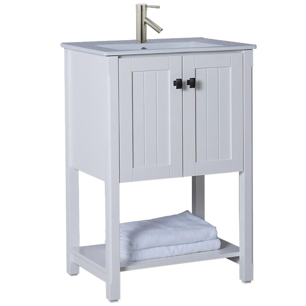 24 in Single sink vanity-manufactured wood-white. Picture 1