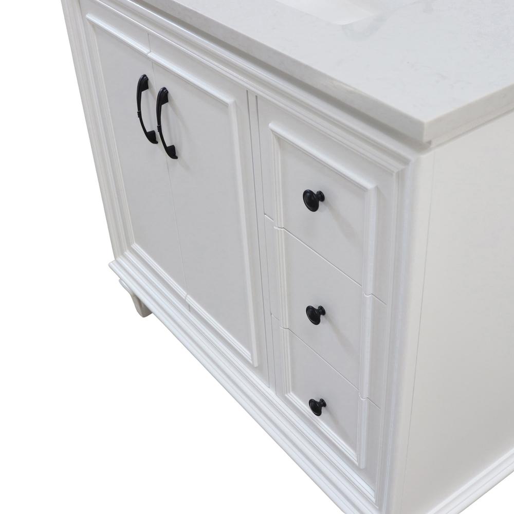 37 in. Single Sink Vanity in White with Engineered Quartz Top. Picture 7