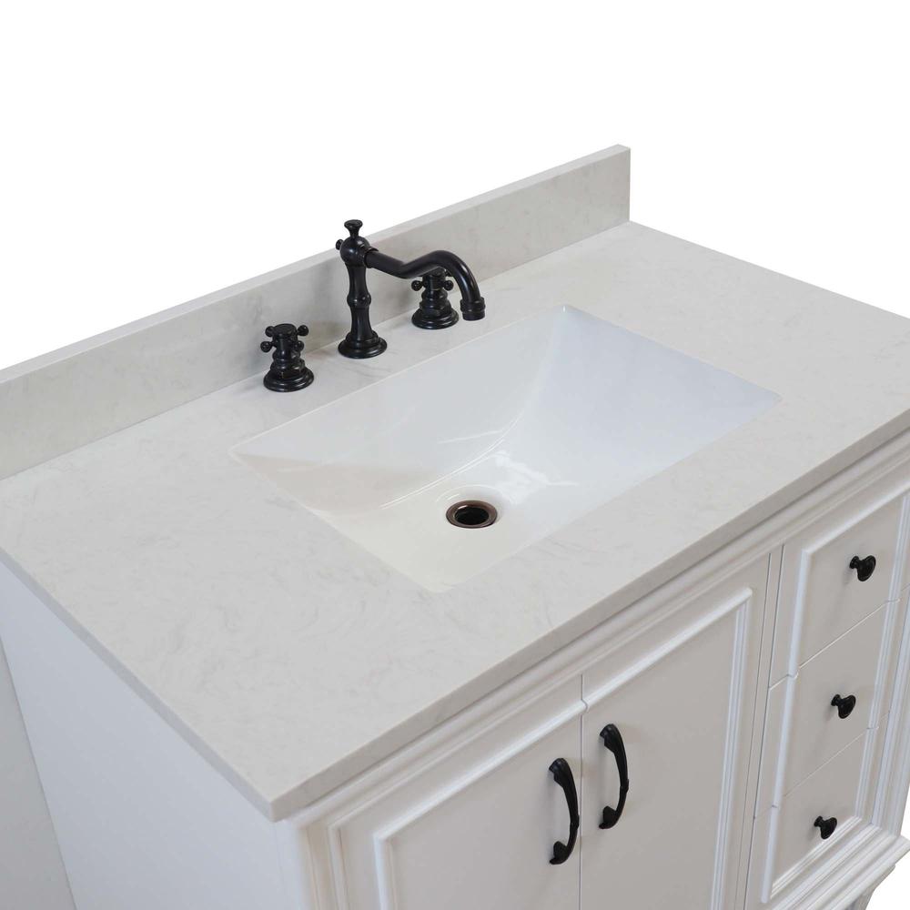 37 in. Single Sink Vanity in White with Engineered Quartz Top. Picture 8