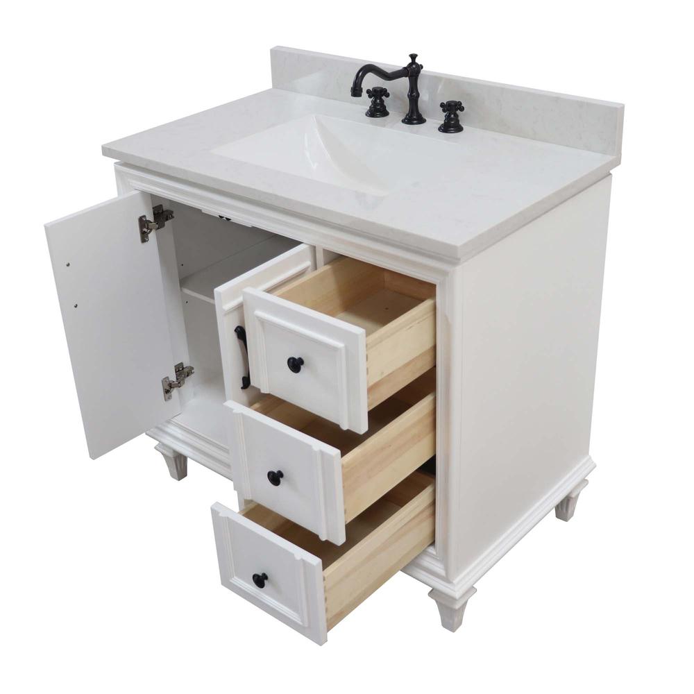 37 in. Single Sink Vanity in White with Engineered Quartz Top. Picture 21