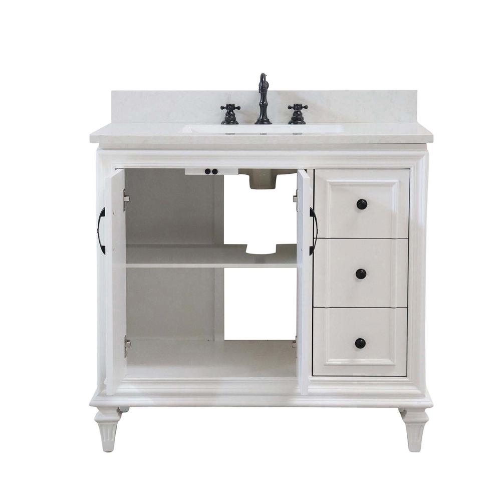 37 in. Single Sink Vanity in White with Engineered Quartz Top. Picture 23