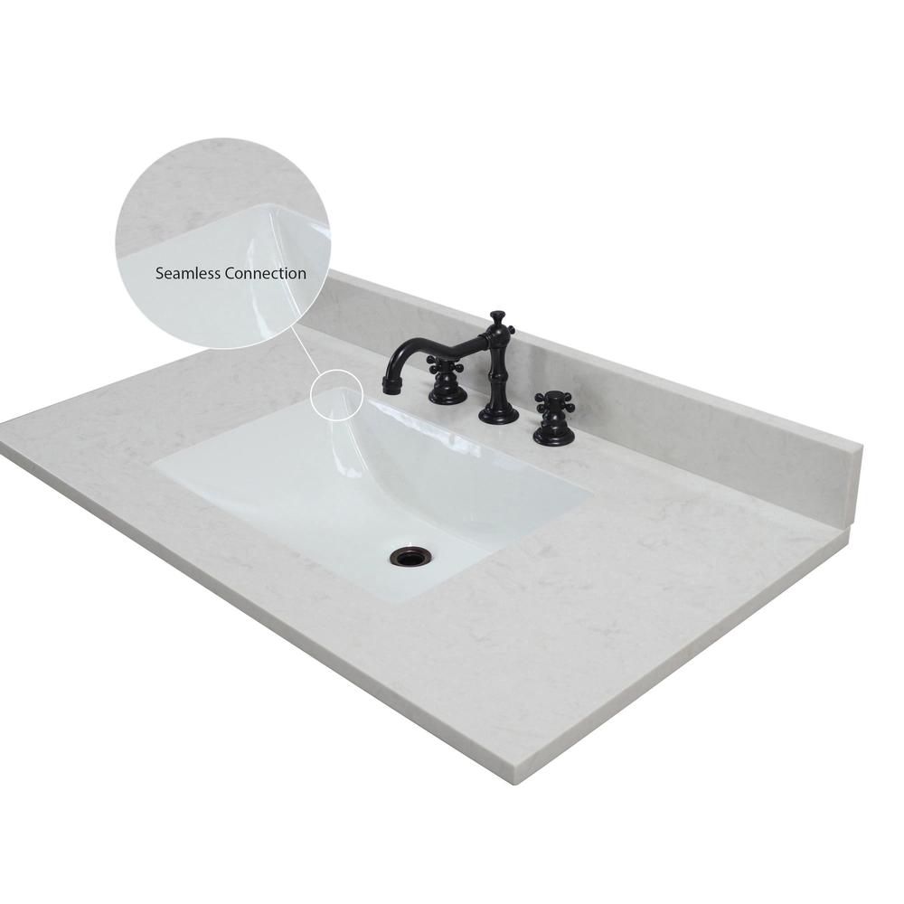 37 in. Single Sink Vanity in White with Engineered Quartz Top. Picture 25