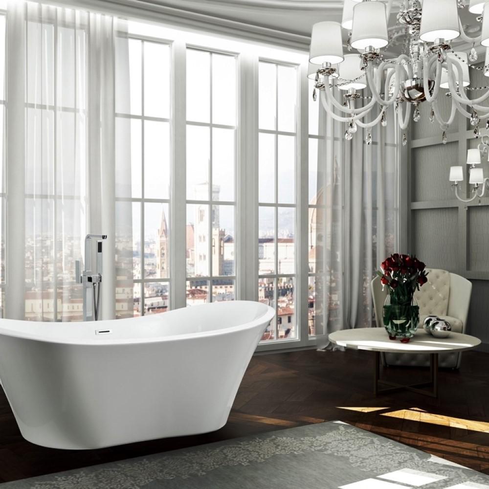 Ancona 71 inch Freestanding Bathtub in Glossy White. Picture 2