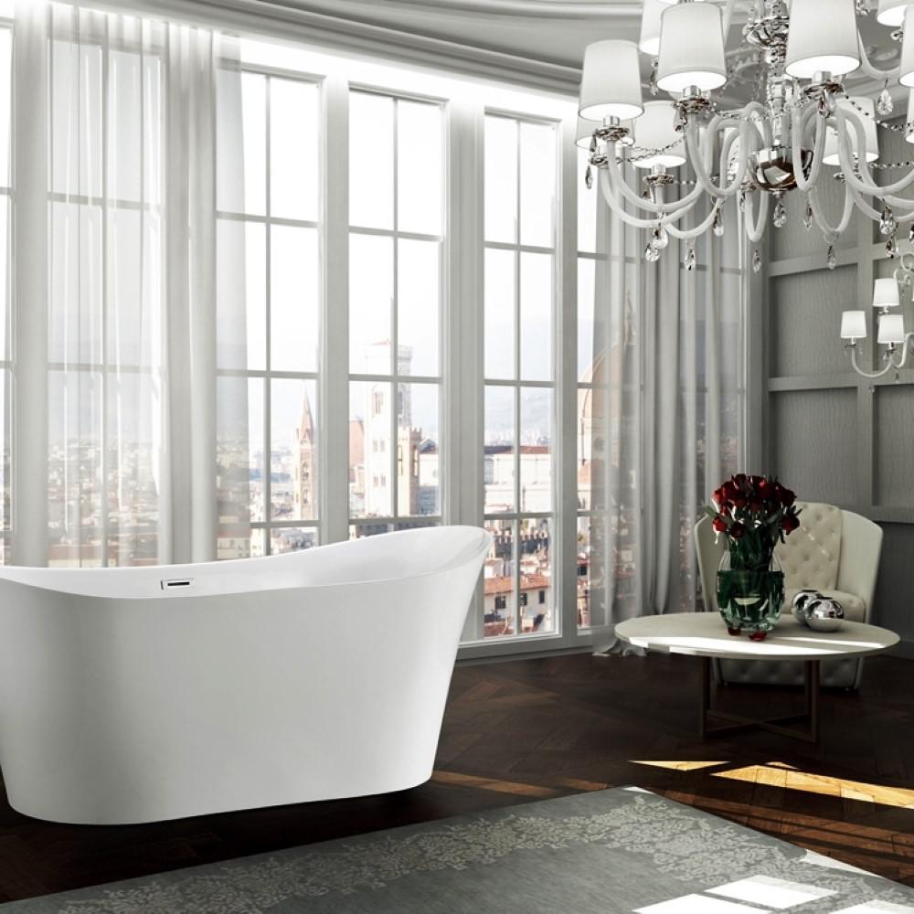 Bergamo 67 inch Freestanding Bathtub in Glossy White. Picture 2