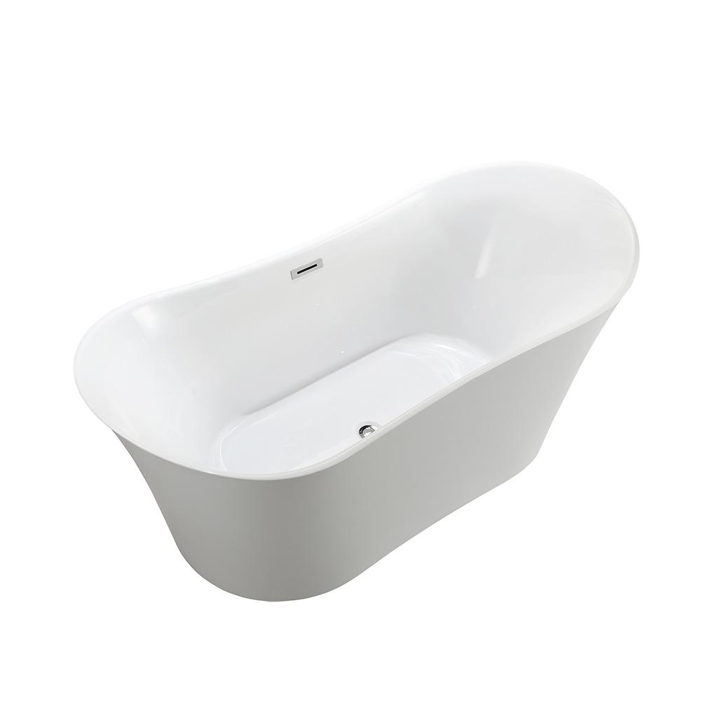 Bergamo 67 inch Freestanding Bathtub in Glossy White. Picture 1