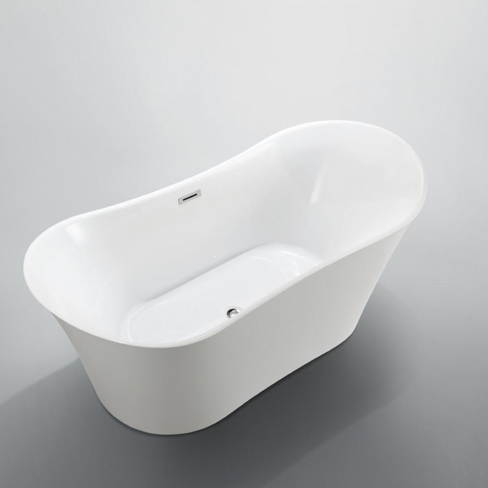 Bergamo 67 inch Freestanding Bathtub in Glossy White. Picture 4