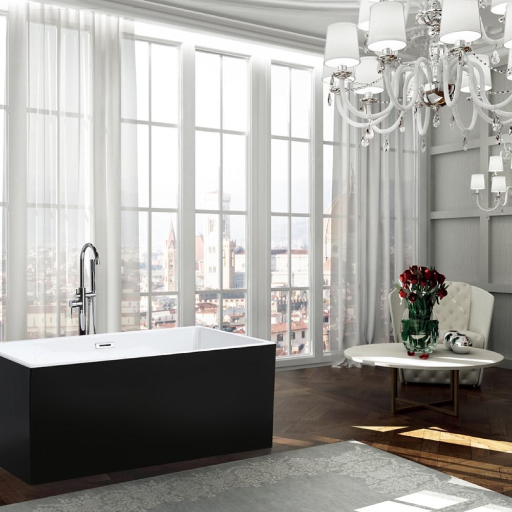 Brindisi 59 inch Freestanding Bathtub in Glossy Black. Picture 2