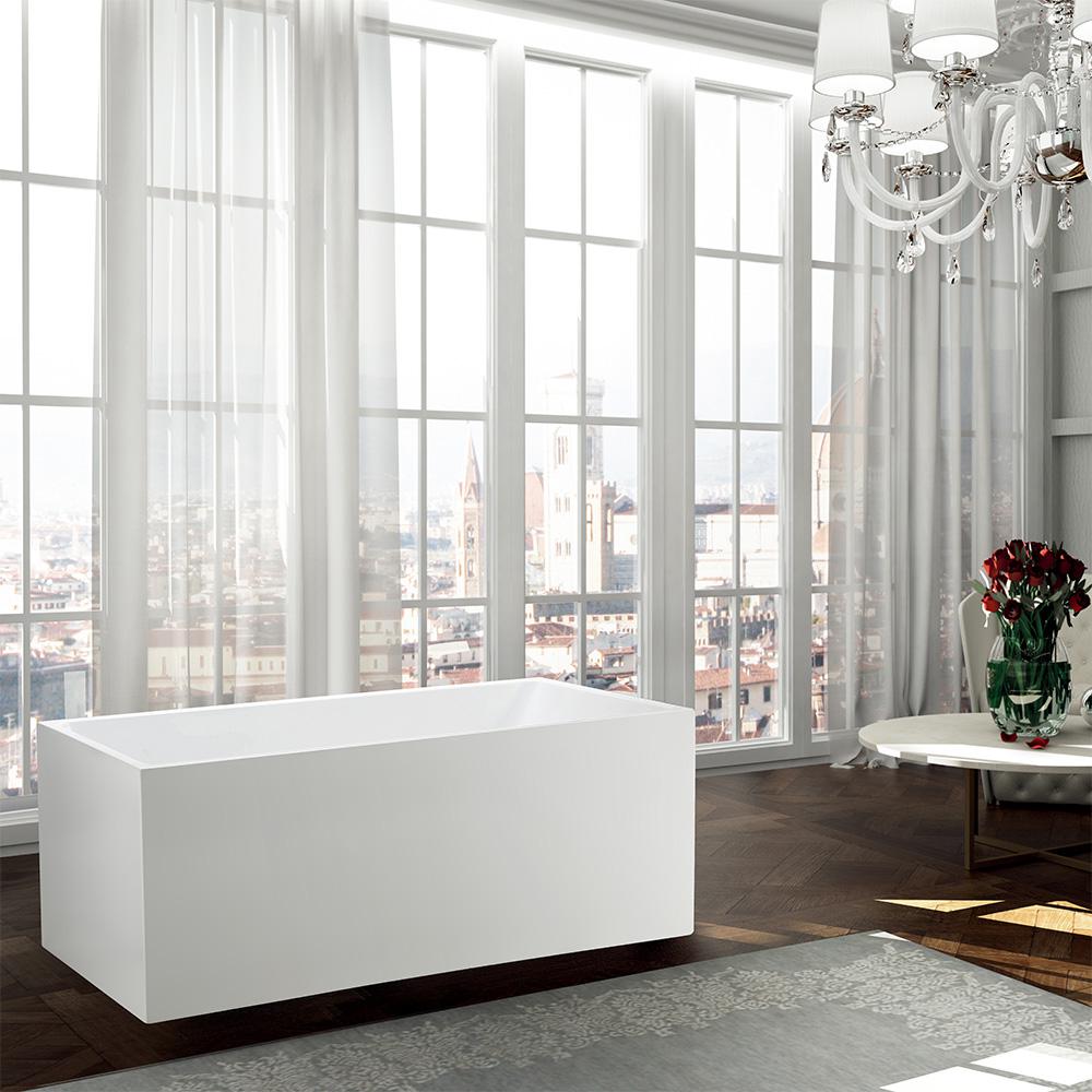 Catania 67 inch Freestanding Bathtub in Glossy White. Picture 2