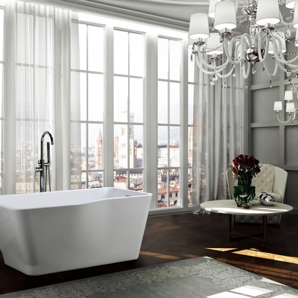 Florence 59 inch Freestanding Bathtub in Glossy White. Picture 2
