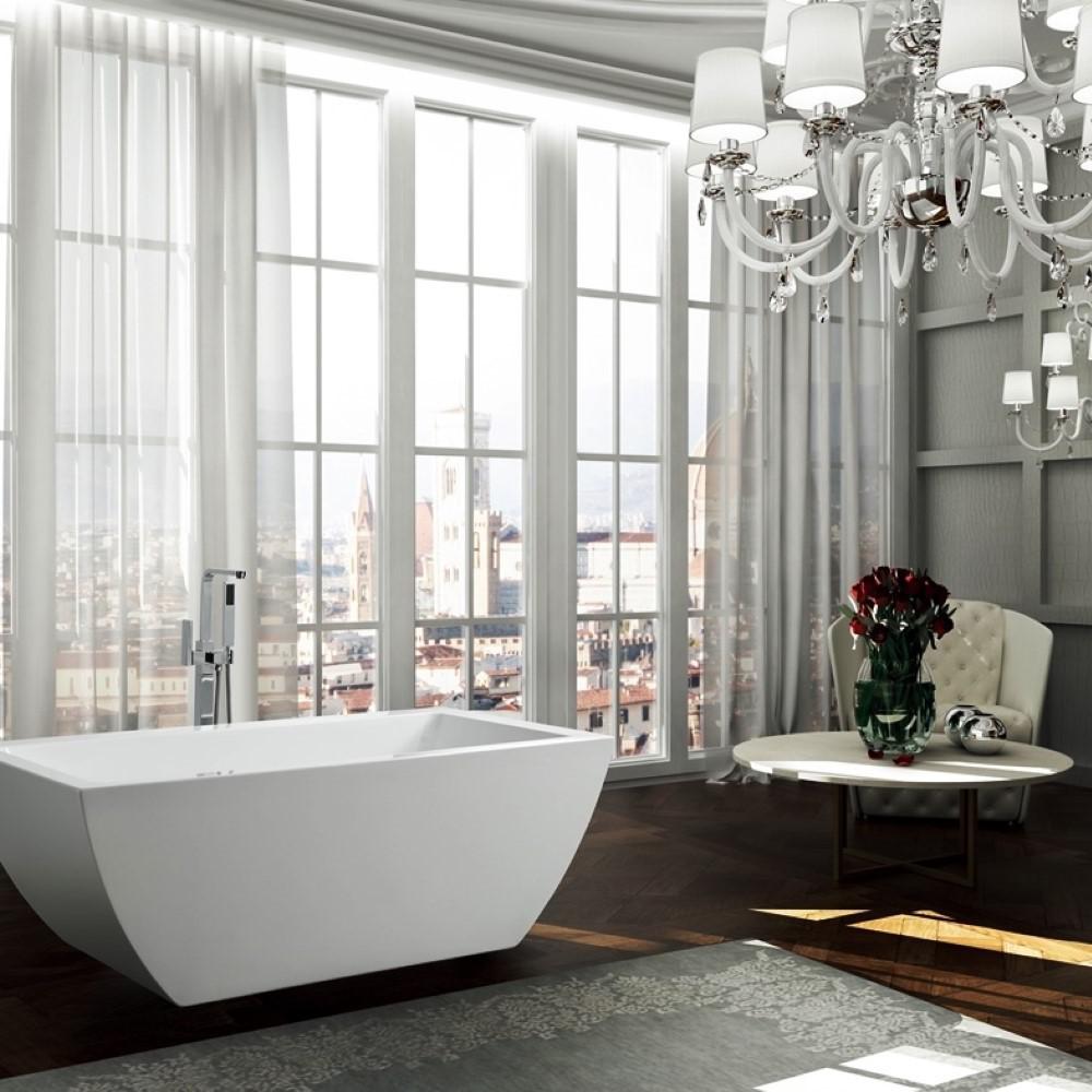 Livorno 59 inch Freestanding Bathtub in Glossy White. Picture 2