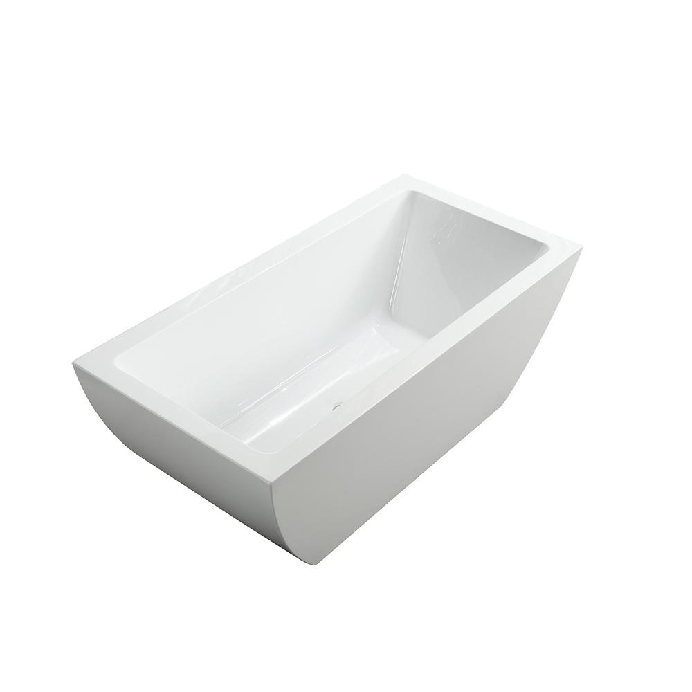 Livorno 59 inch Freestanding Bathtub in Glossy White. Picture 1