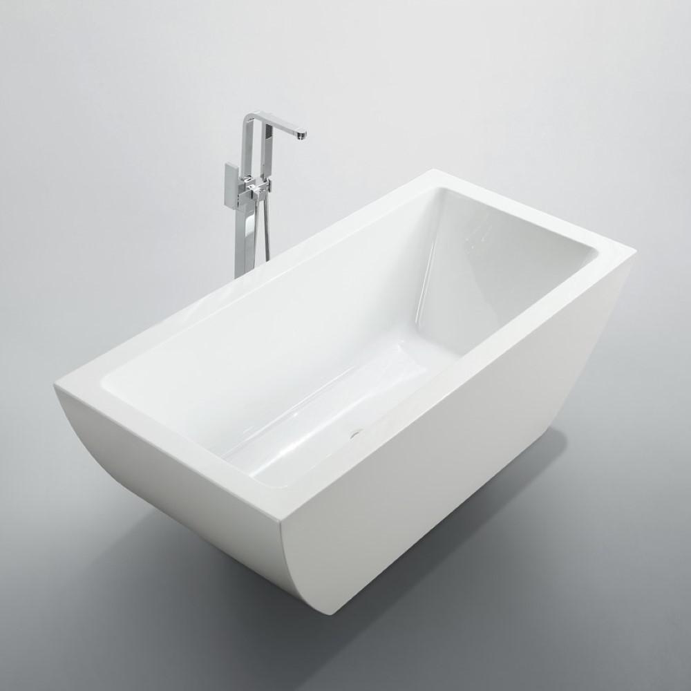 Livorno 59 inch Freestanding Bathtub in Glossy White. Picture 4