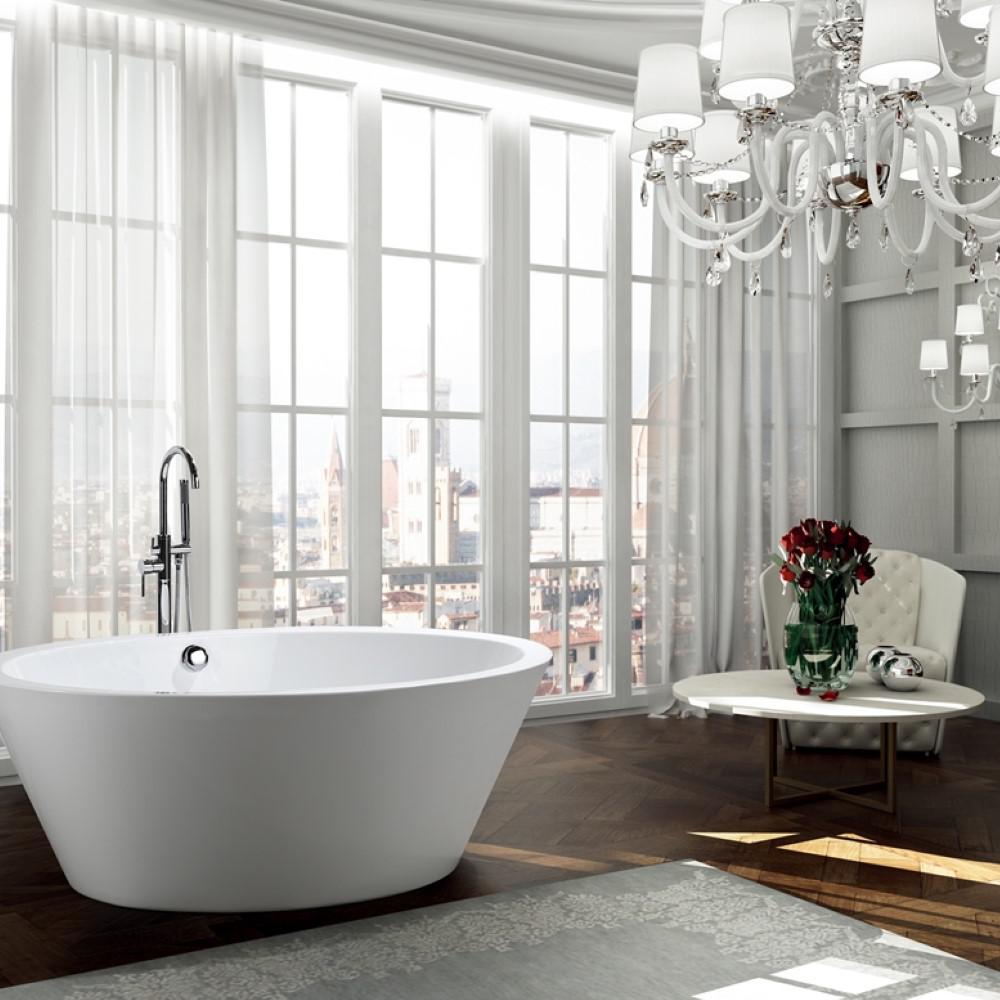 Udine 67 inch Freestanding Bathtub in Glossy White. Picture 2