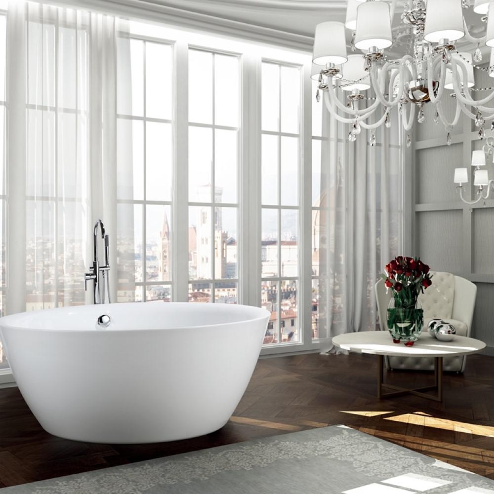 Pescara 59 inch Freestanding Bathtub in Glossy White. Picture 2