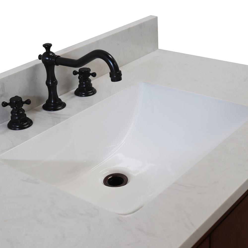 37 in. Single Sink Vanity in Dark Cherry with Engineered Quartz Top. Picture 9
