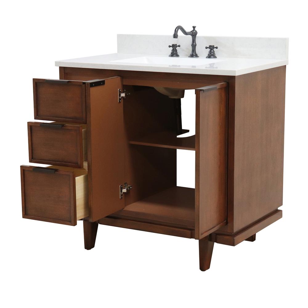 37 in. Single Sink Vanity in Dark Cherry with Engineered Quartz Top. Picture 10