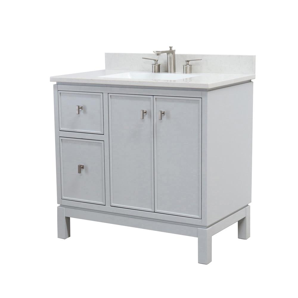 37 in. Single Sink Vanity in French Gray with Engineered Quartz Top. Picture 2