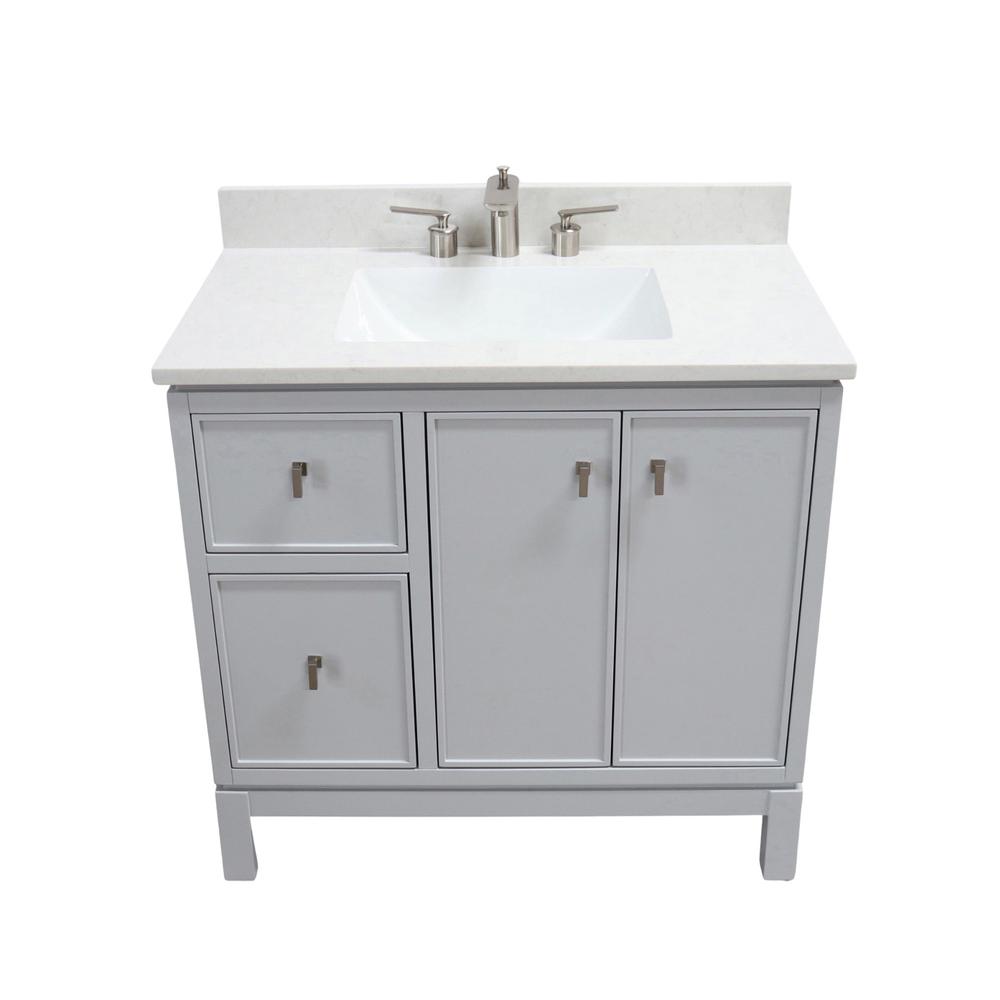 37 in. Single Sink Vanity in French Gray with Engineered Quartz Top. Picture 1