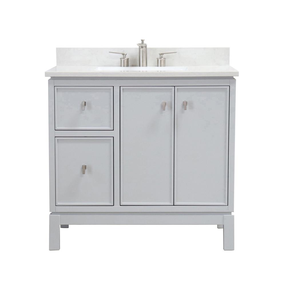 37 in. Single Sink Vanity in French Gray with Engineered Quartz Top. Picture 3