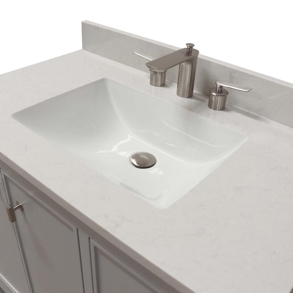 37 in. Single Sink Vanity in French Gray with Engineered Quartz Top. Picture 4