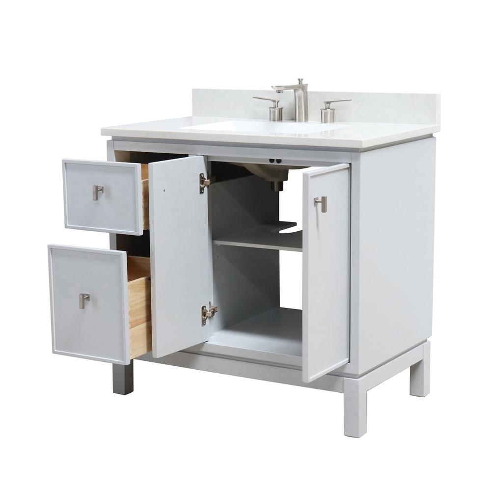 37 in. Single Sink Vanity in French Gray with Engineered Quartz Top. Picture 5