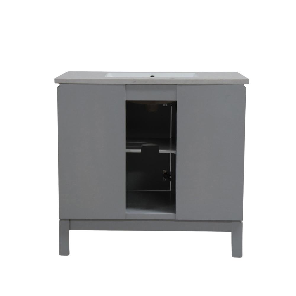 37 in. Single Sink Vanity in French Gray with Engineered Quartz Top. Picture 6