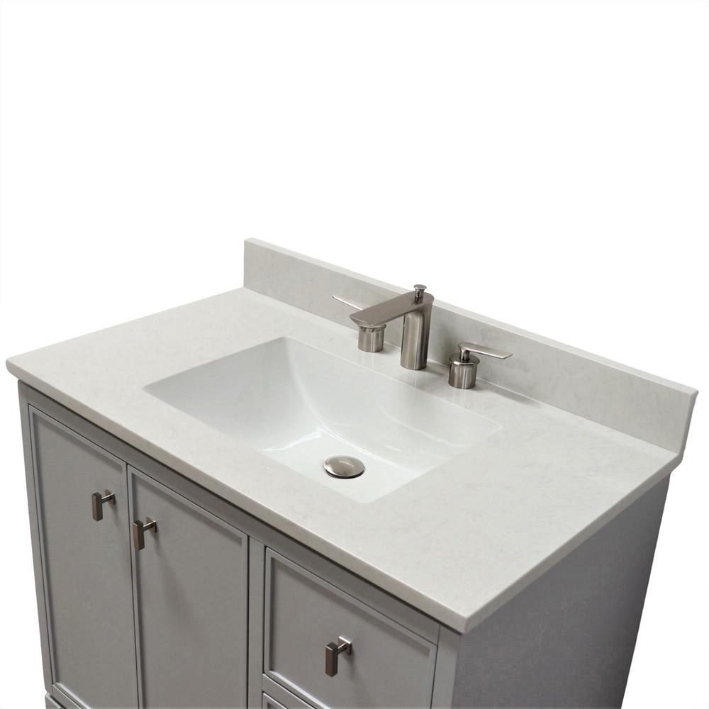 37 in. Single Sink Vanity in French Gray with Engineered Quartz Top. Picture 8
