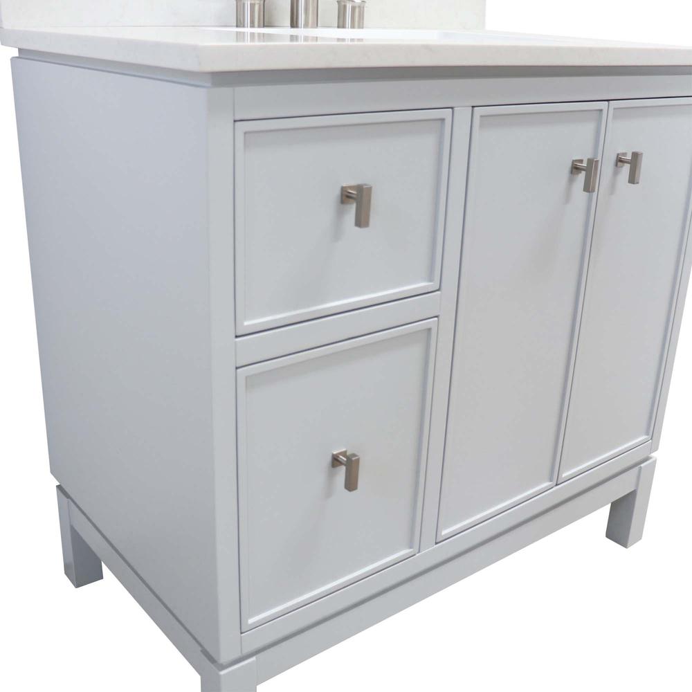 37 in. Single Sink Vanity in French Gray with Engineered Quartz Top. Picture 9