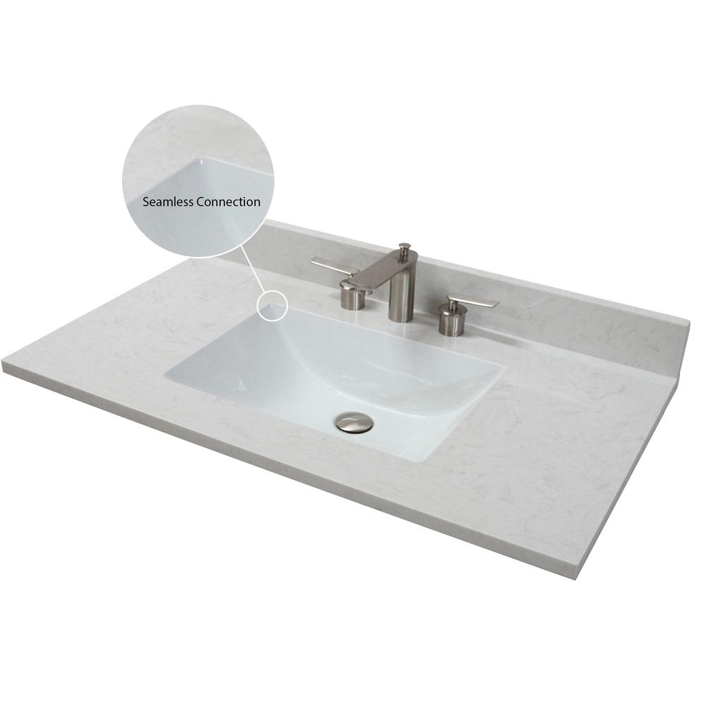 37 in. Single Sink Vanity in French Gray with Engineered Quartz Top. Picture 11
