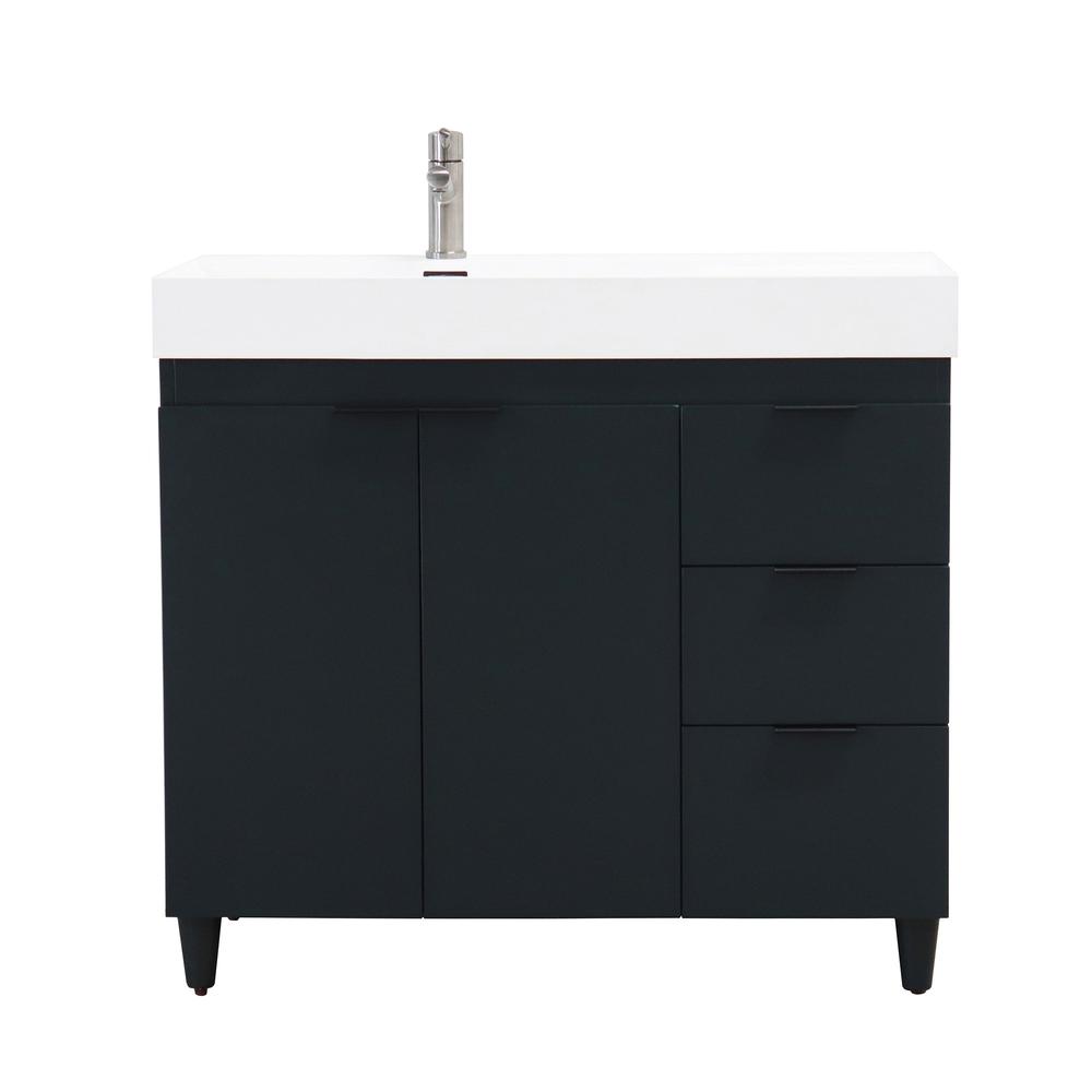 39 in. Single Sink Vanity in Dark Gray with White Composite Granite Sink Top. Picture 4