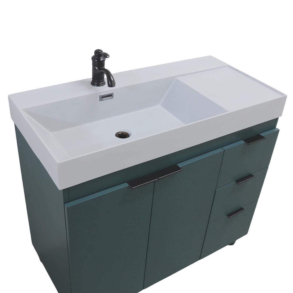 39 in. Single Sink Vanity in Hunter Green with Light Gray Composite Granite Top. Picture 7