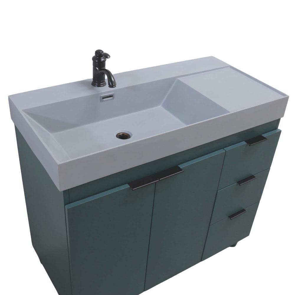 39 in. Single Sink Vanity in Hunter Green with Dark Gray Composite Granite Top. Picture 7
