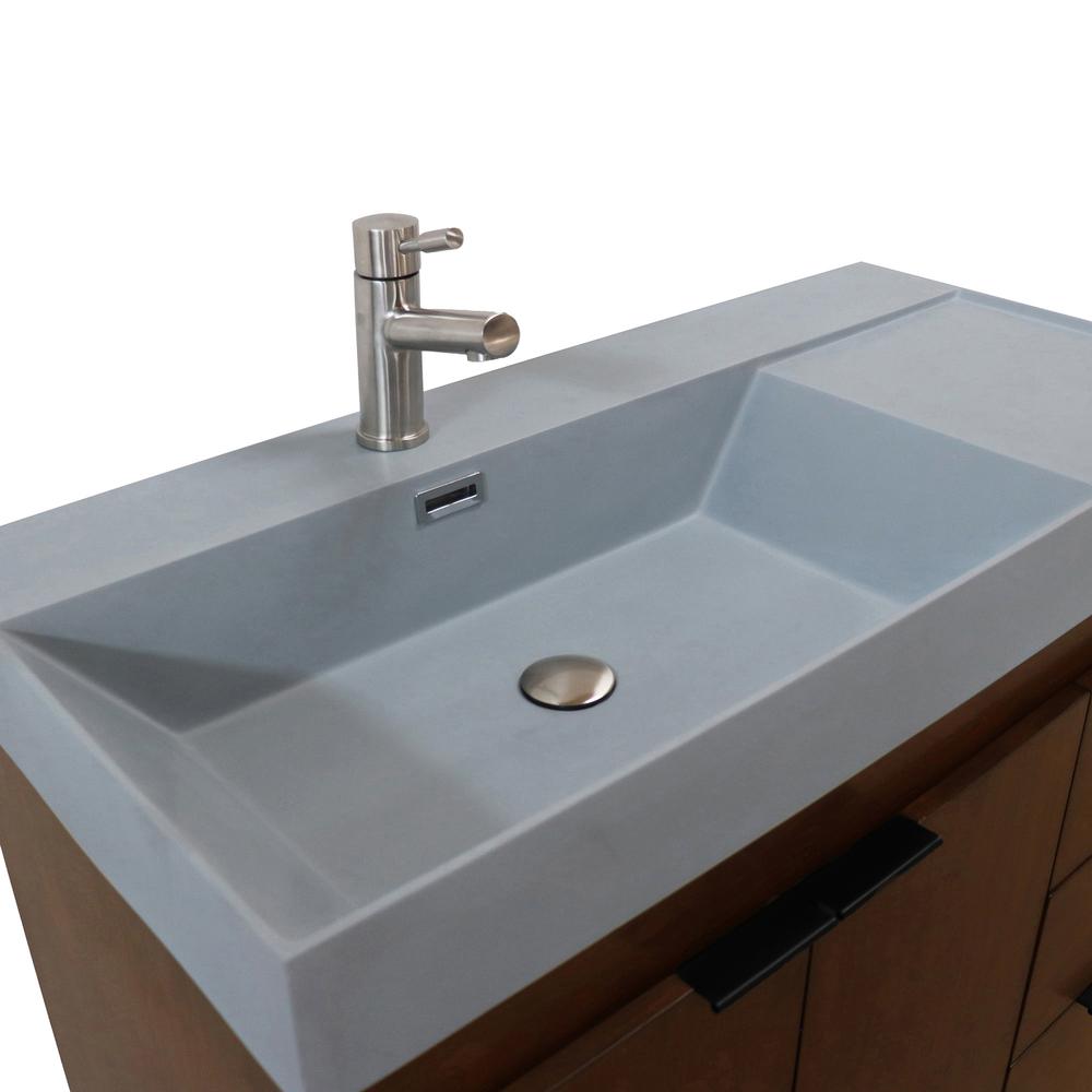 39 in. Single Sink Vanity in Walnut with Dark Gray Composite Granite Top. Picture 3