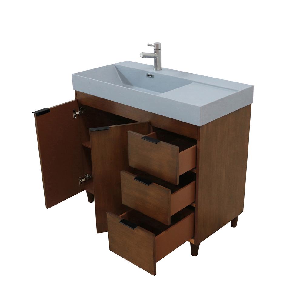 39 in. Single Sink Vanity in Walnut with Dark Gray Composite Granite Top. Picture 4