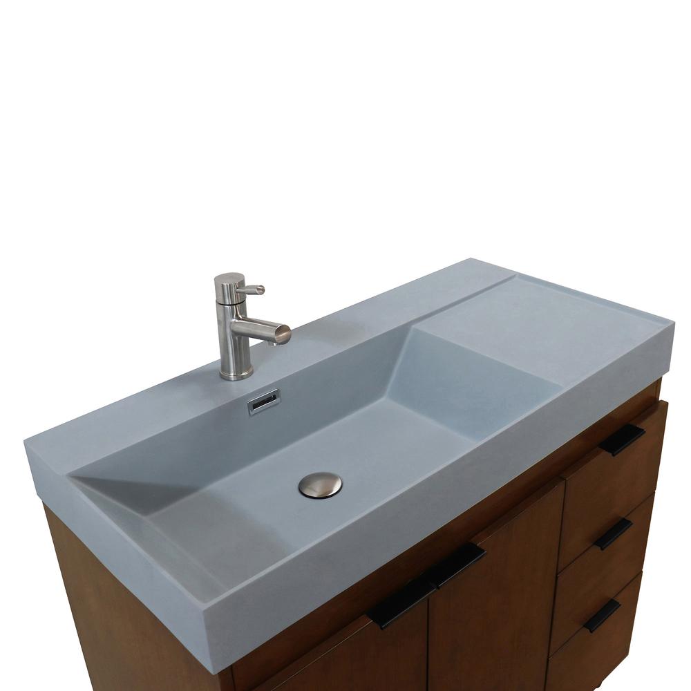 39 in. Single Sink Vanity in Walnut with Dark Gray Composite Granite Top. Picture 7