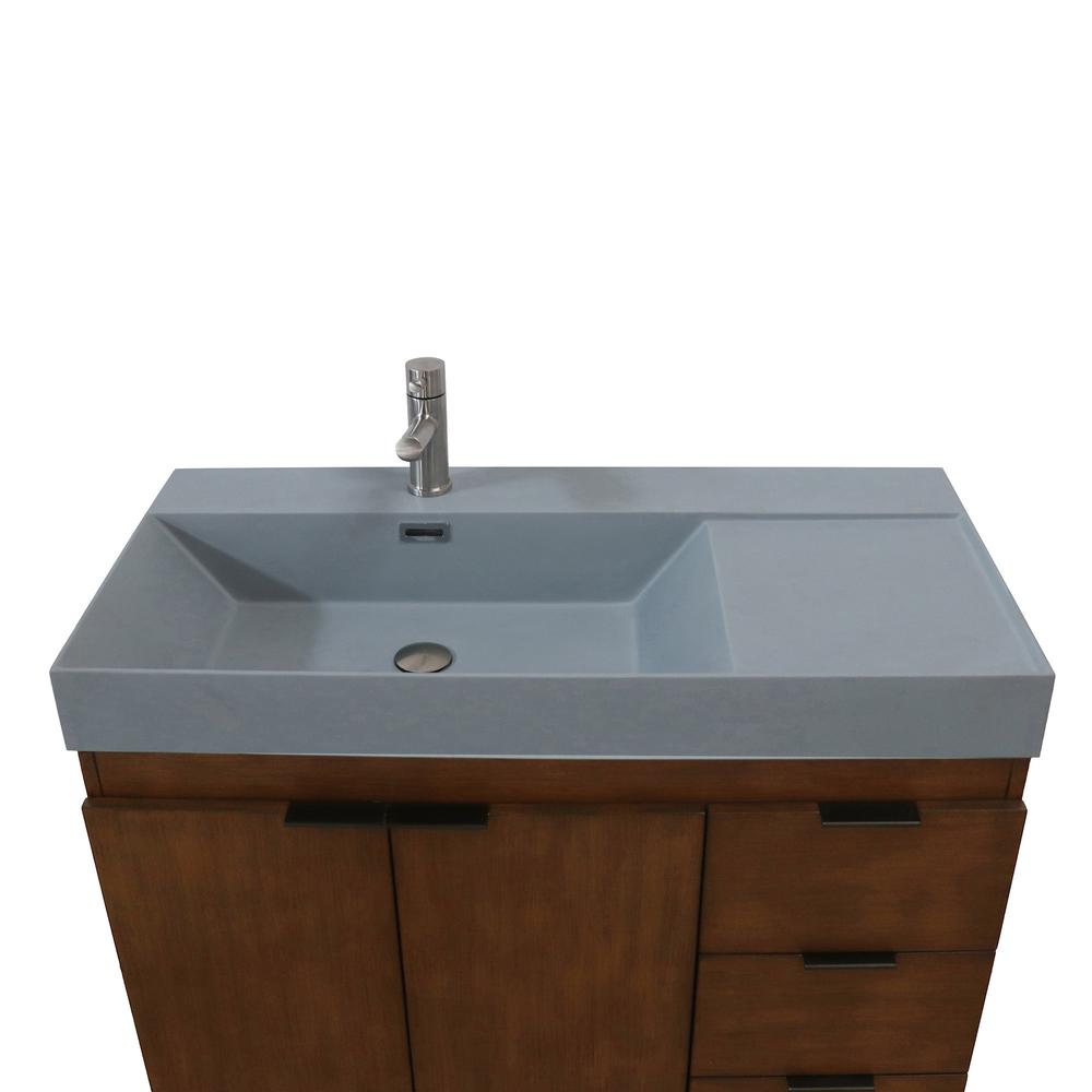 39 in. Single Sink Vanity in Walnut with Dark Gray Composite Granite Top. Picture 1