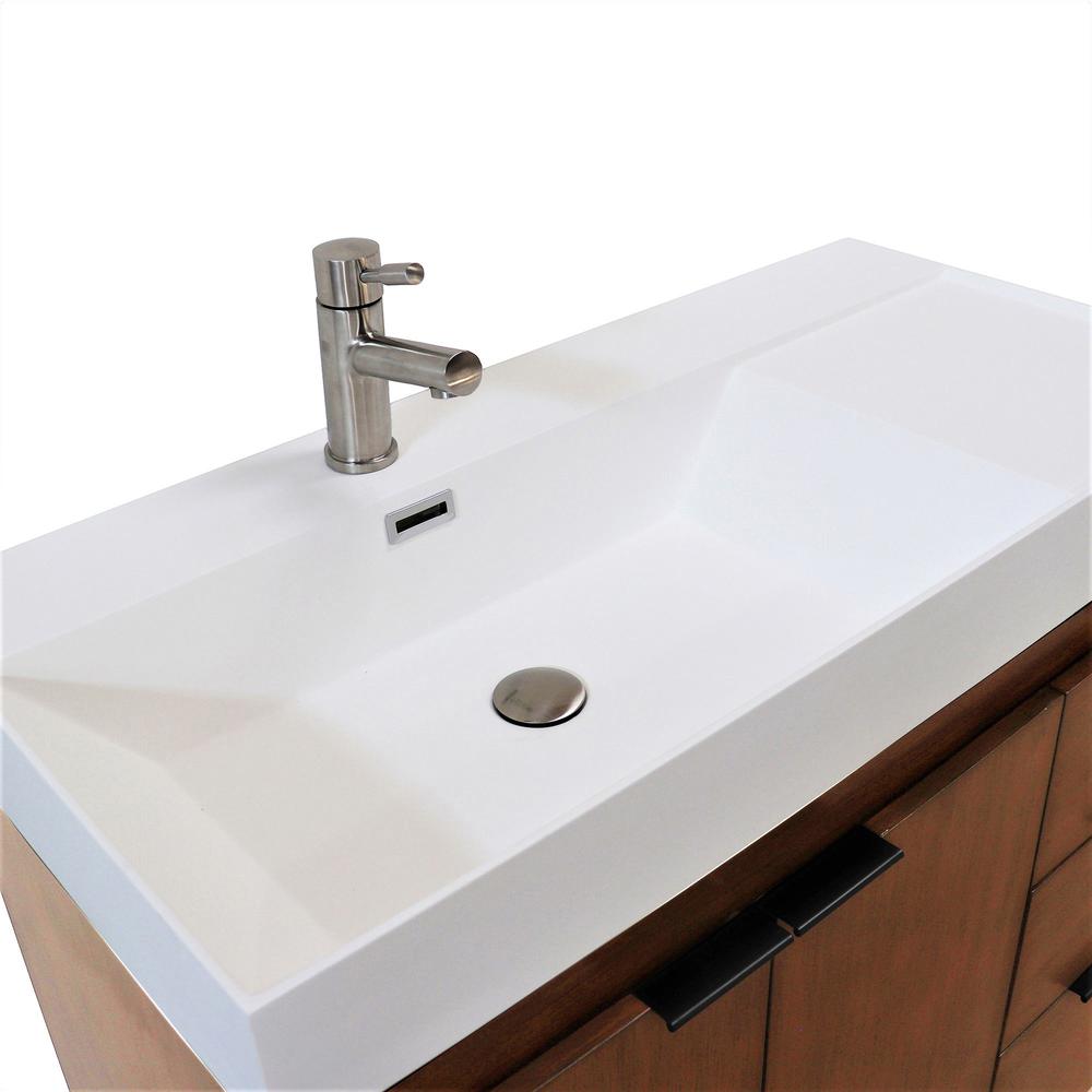 39 in. Single Sink Vanity in Walnut with White Composite Granite Top. Picture 7