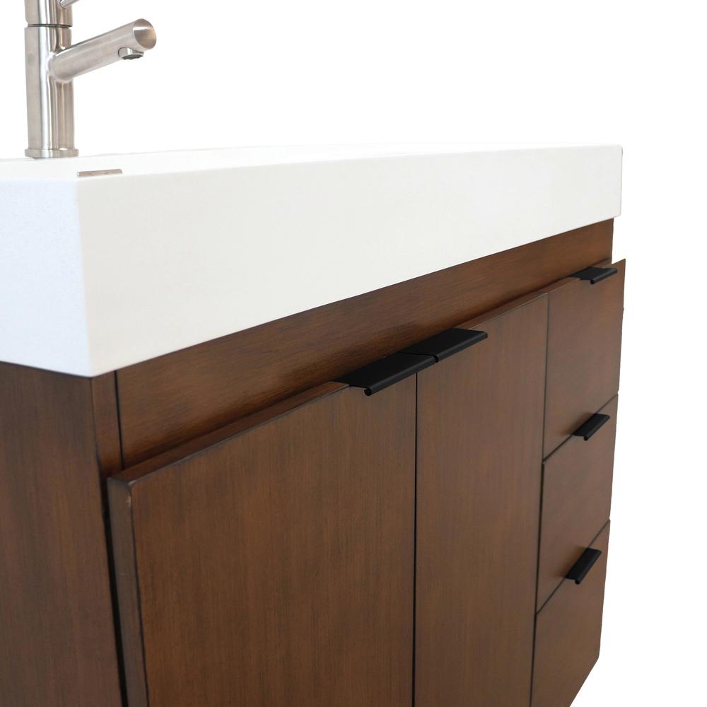 39 in. Single Sink Vanity in Walnut with White Composite Granite Top. Picture 8