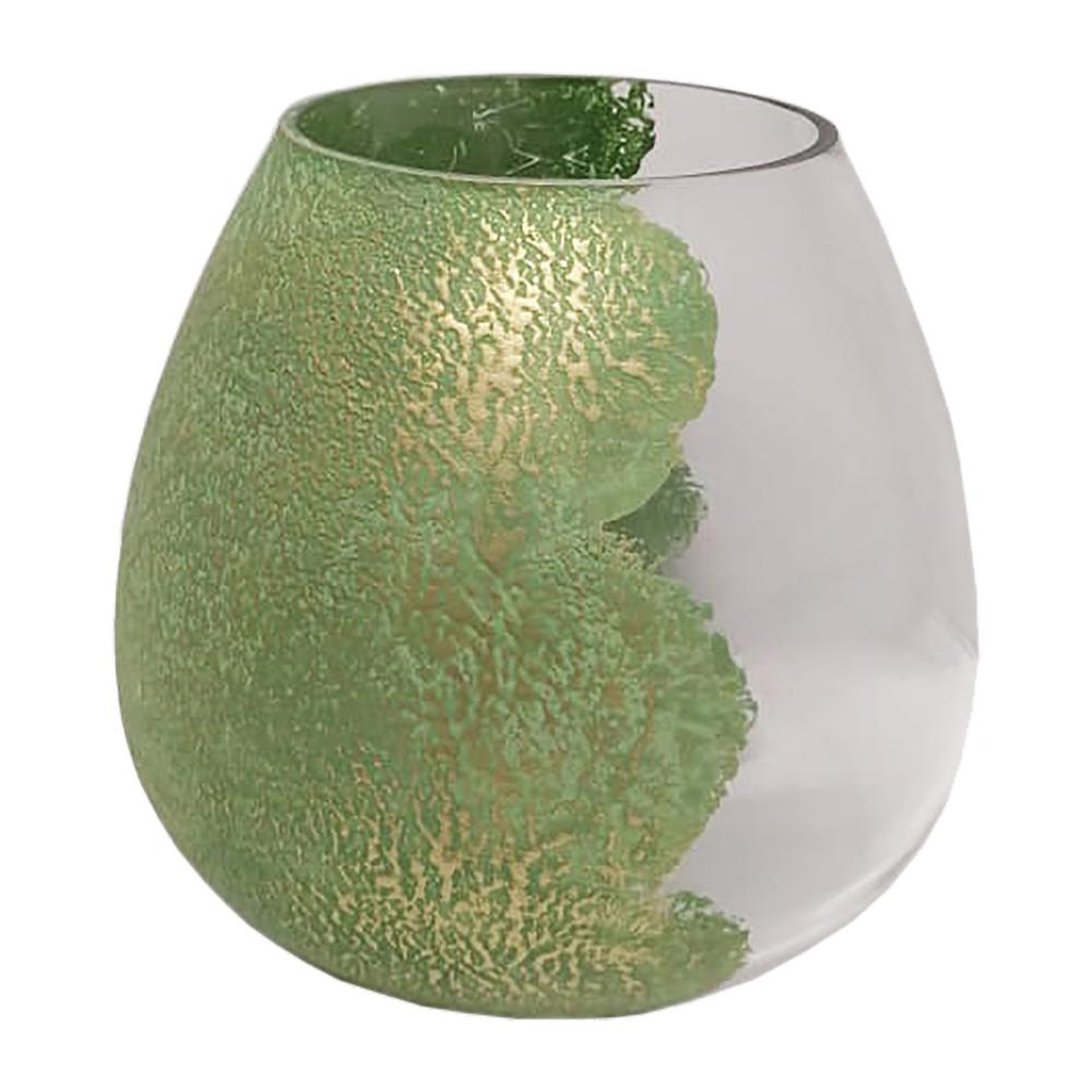 Glass, 10" Dipped Vase, Green. Picture 1