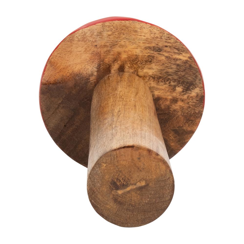 Wood, 8" Toadstool Mushroom, Red. Picture 6